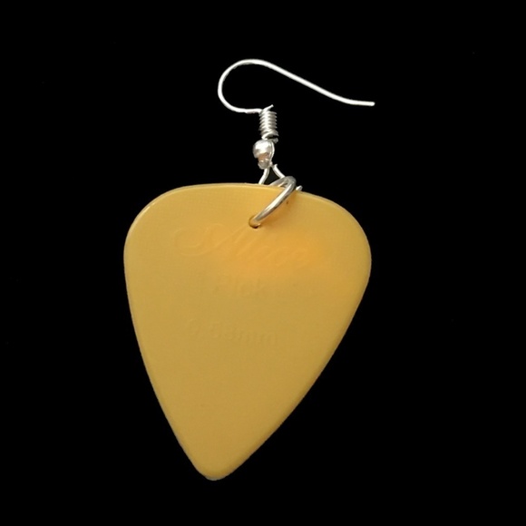 HAND Crafted Drop Earrings When Pigs Can Fly Repurposed Guitar Picks - Picture 4 of 7